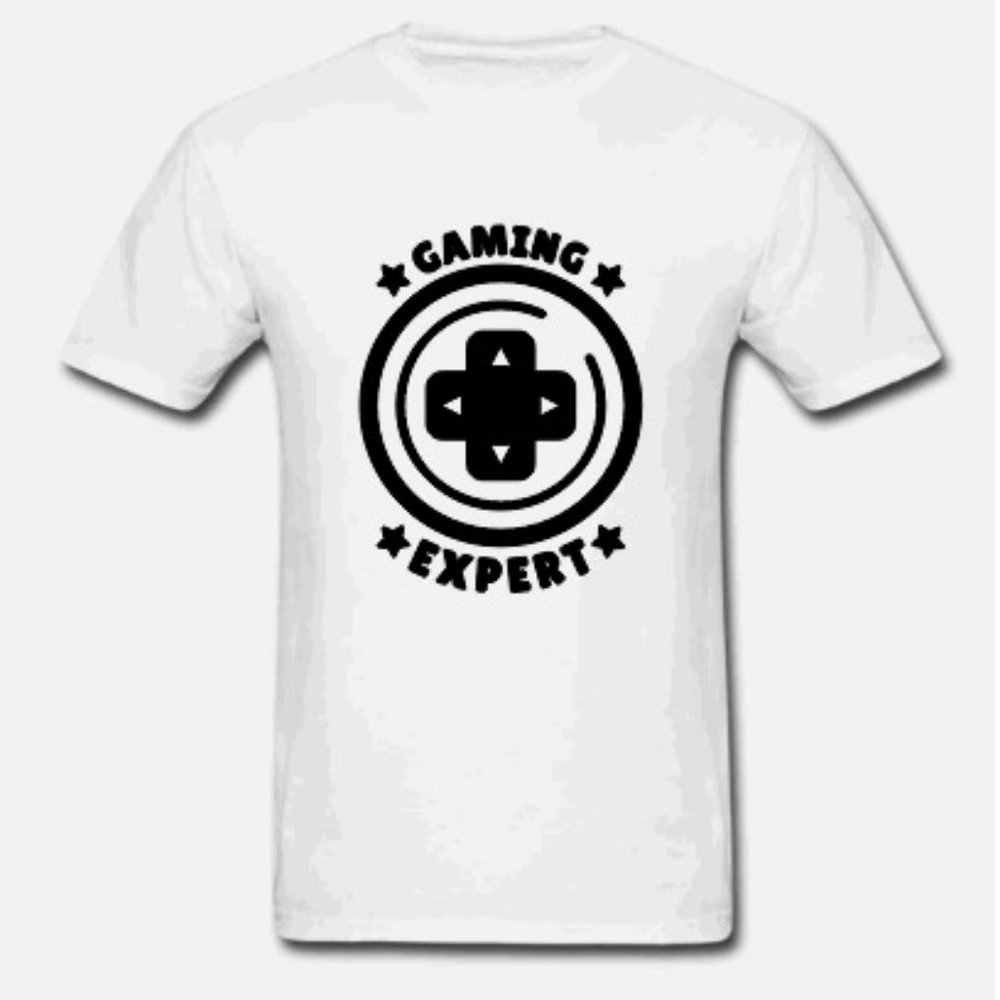 Gaming Expert White with black Vinyl shirt